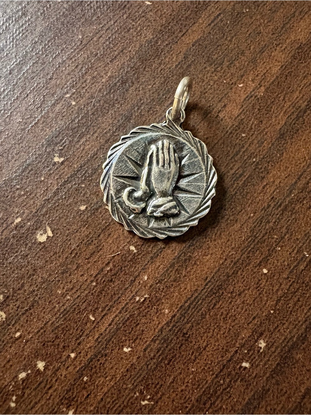 Sterling Silver Praying Hands Vintage Pendant - Charm marked JWK Mexico 925